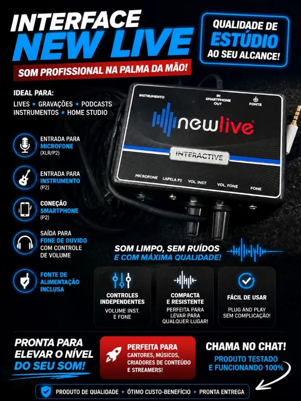 Interface de áudio New live 