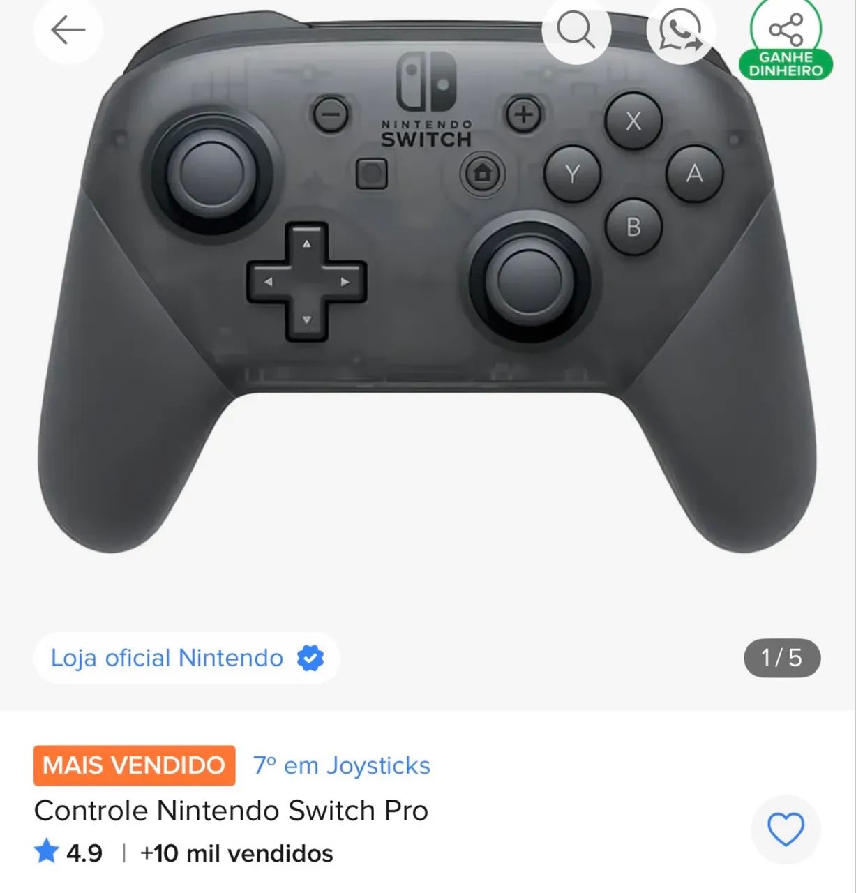 Controle Nintendo Switch Pro