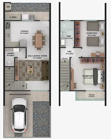 Linda Casa Geminada Duplex - Foto 3