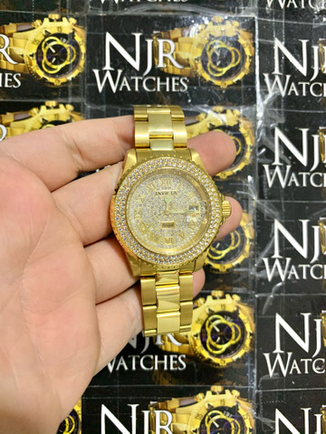 Relógio Invicta angel cravejado novo banhado a ouro