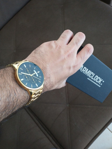 Relógio Original Masculino Dourado Novo na Caixa Armiclock - Foto 4