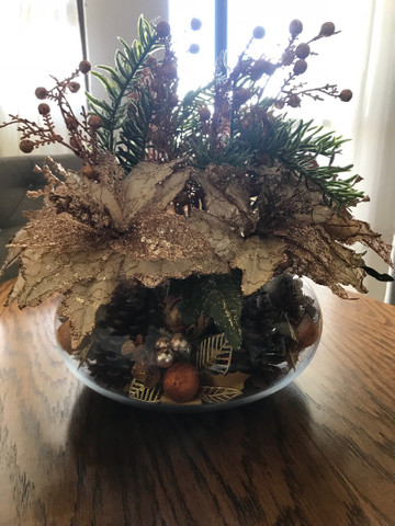 Decoração de Natal de mesa, cor bronze, vaso Redondo - Foto 4