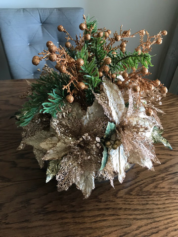 Decoração de Natal de mesa, cor bronze, vaso Redondo - Foto 3