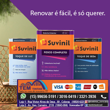 Tinta Suvinil apartir de 180,00 de 18 Litros (Promoções/Tintas /Ofertas em nossa Loja)