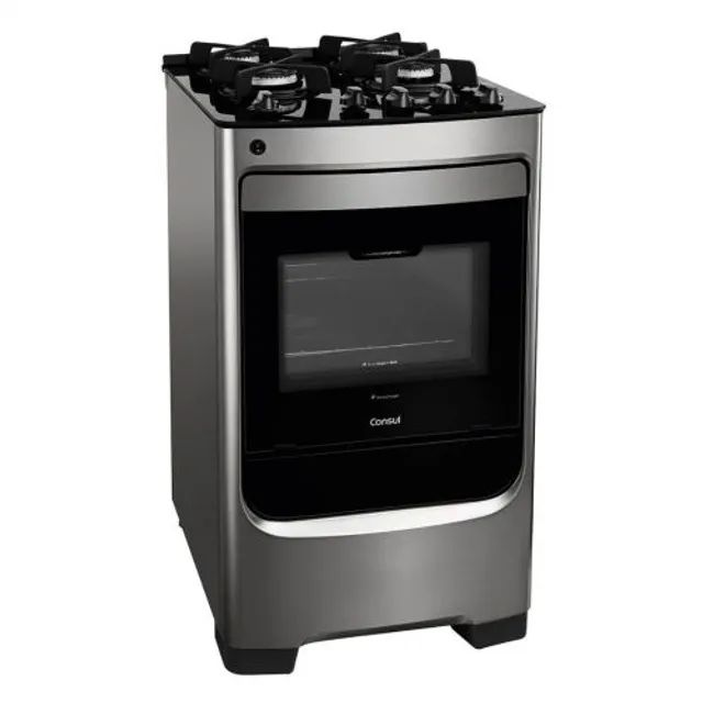 Fogão Consul 4 inox com mesa de vidro zerado 