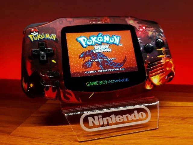 Game Boy Advance + Tela IPS v3 + Pokémon Ruby