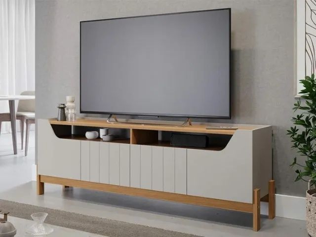 Rack Bancada Moema Até 70 Polegadas Off/Nature Frete Grátis  - Foto 3