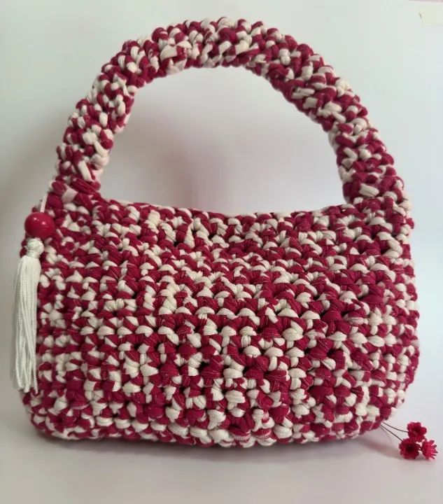 Mini Bag Crochê em Fio de Malha - Foto 2