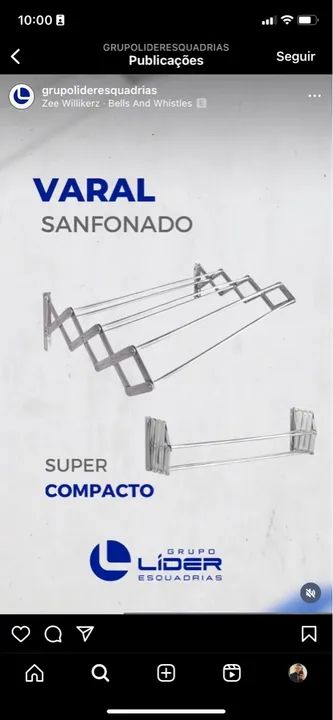 Varal sanfonado em alumínio  - Foto 2