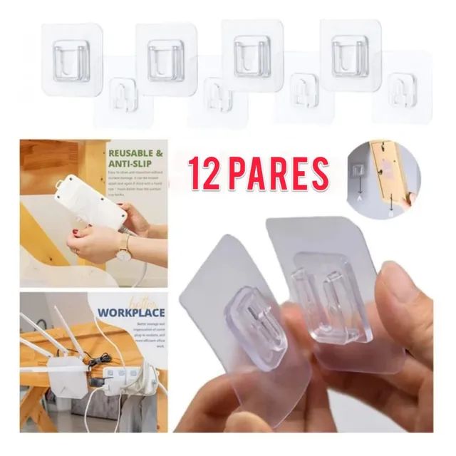 12 ganchos auto adesivos multiuso organizadores 