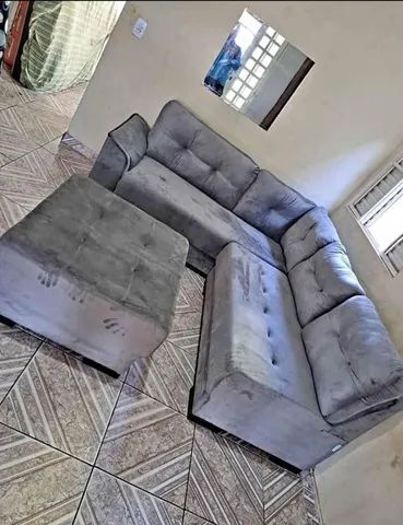 sofa  de canto molas ensacadas com puff   