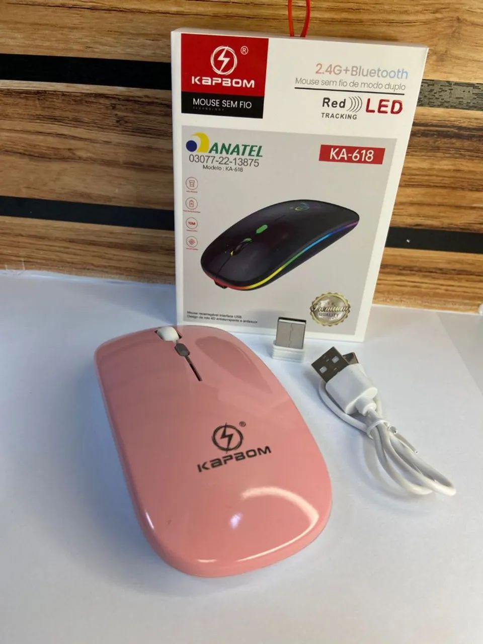 Mouse Sem Fio K-416 -  LED Rosa - Foto 3