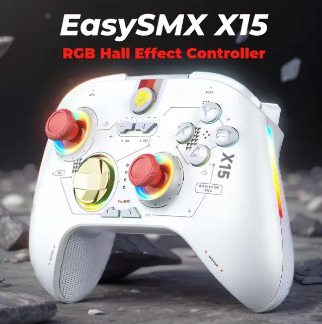 Controle EasySMX X15 Bluetooth Para Nintendo PC Branco RGB