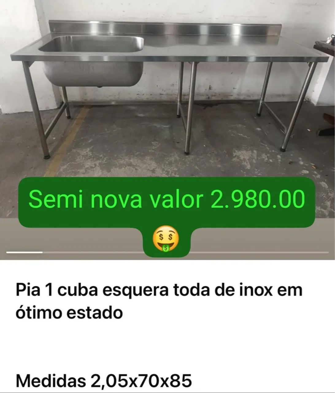 Pia com Cuba Toda Inox