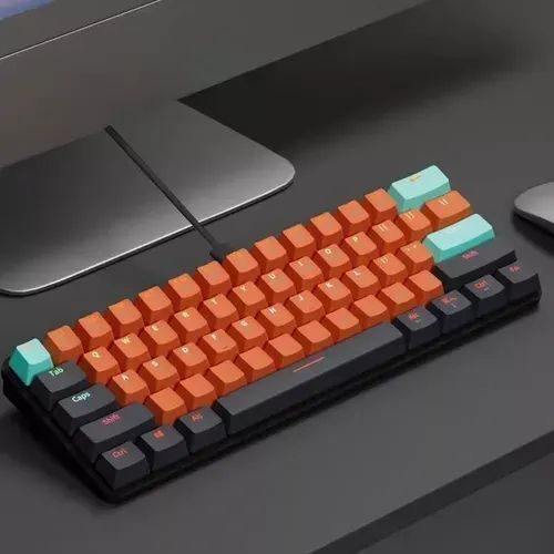 Teclado Mecânico Mucai MK61 60% Switch Red Cor Laranja e Preto Novos - Promoção!