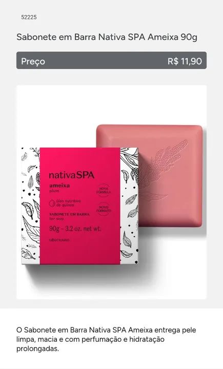 Sabonete em Barra Nativa SPA Ameixa 90g - Novo