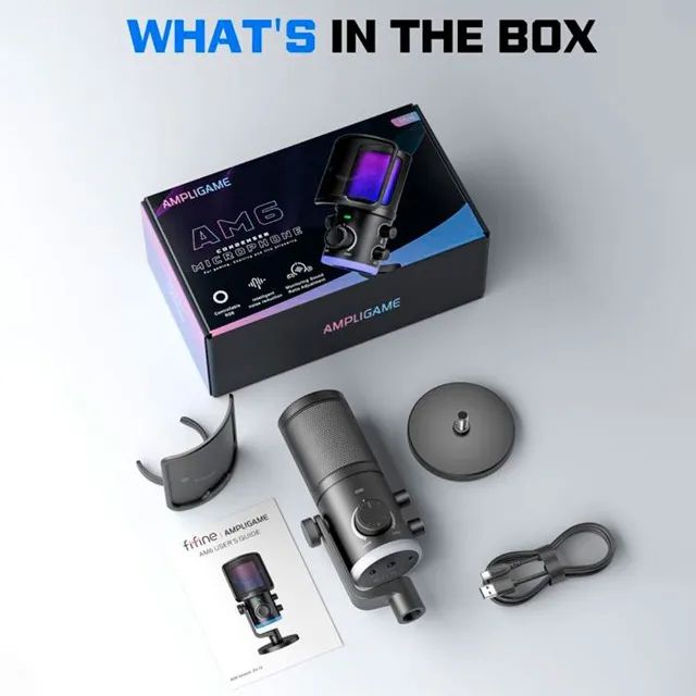 Microfone Fifine AM6 Ampligame RGB cardióide USB Gamer profissional - Foto 5
