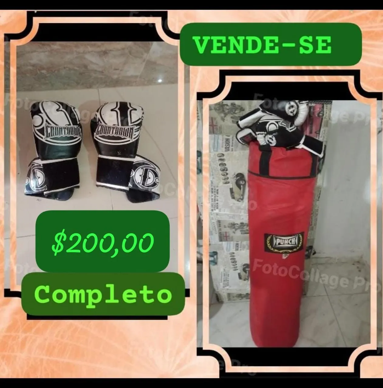 Kit de boxe completo - Luvas e saco