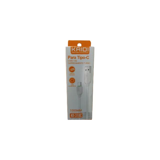 CABO CARGA RÁPIDA USB/TYPE-C BRANCO KAIDI KD-318 C