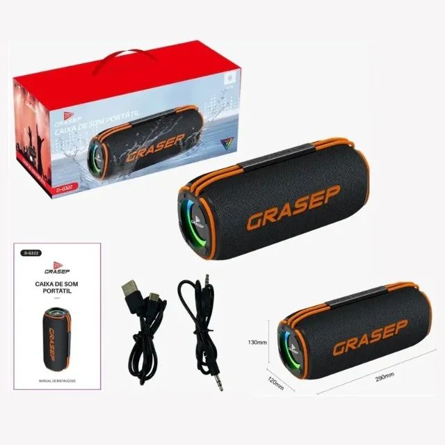 Caixa de Som Bluetooth Grasep D-G322 Potente Prova D'água IPX6 RGB - Foto 4