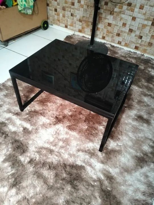 Mesa de centro de vidro preta