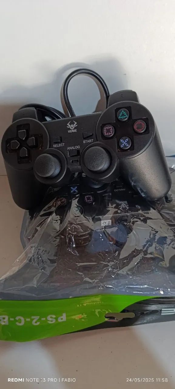 Controle Playstation 2 Preto - Verde