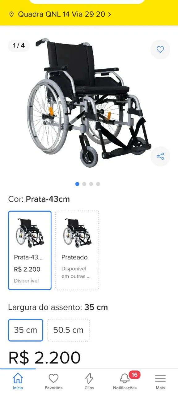 Cadeira de Rodas dobravel em aluminio Start M1 OTTOBOCKPrata - 43cm - R$ 2.200,00