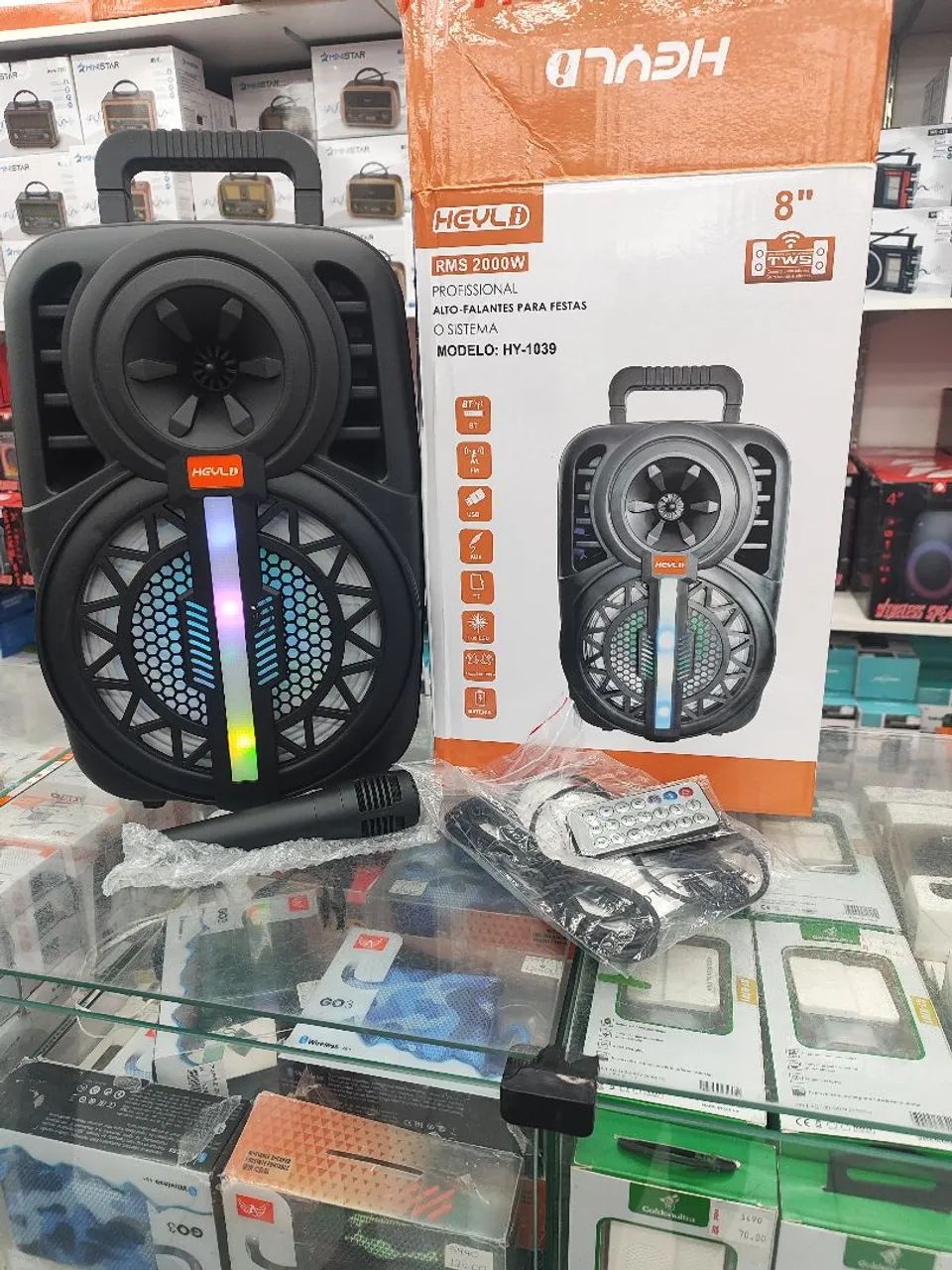 Caixa de Som Bluetooth 8 Polegadas com Luzes RGB - Potente e Qualidade - Foto 4