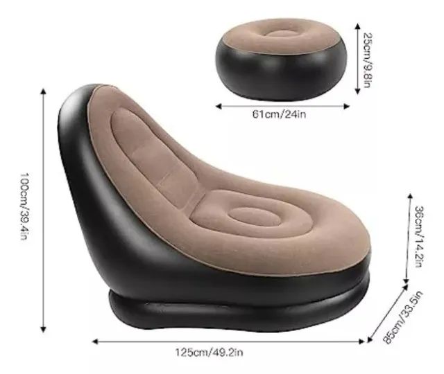 Poltrona Inflável Ultra Lounge Com Pufe Sofá Preguiçoso - Foto 4
