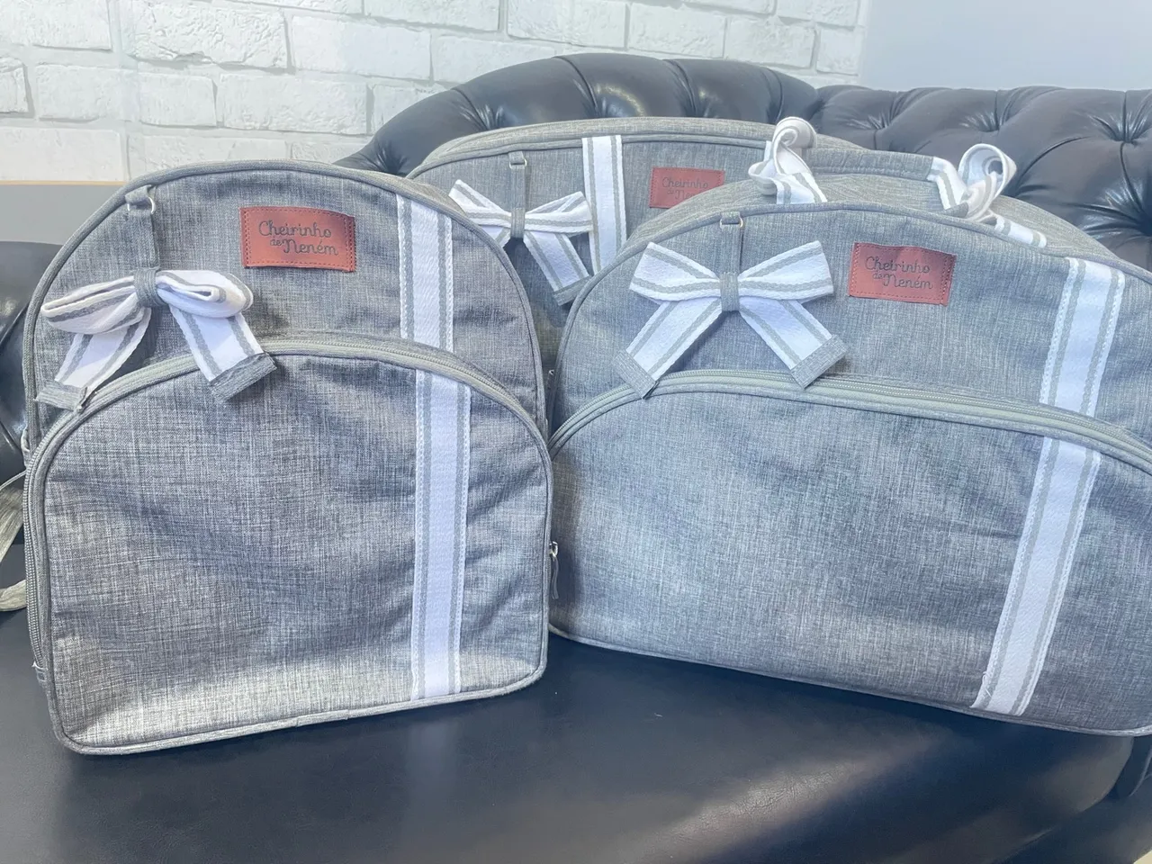 Kit Bolsas Maternidade Cinza com Detalhes