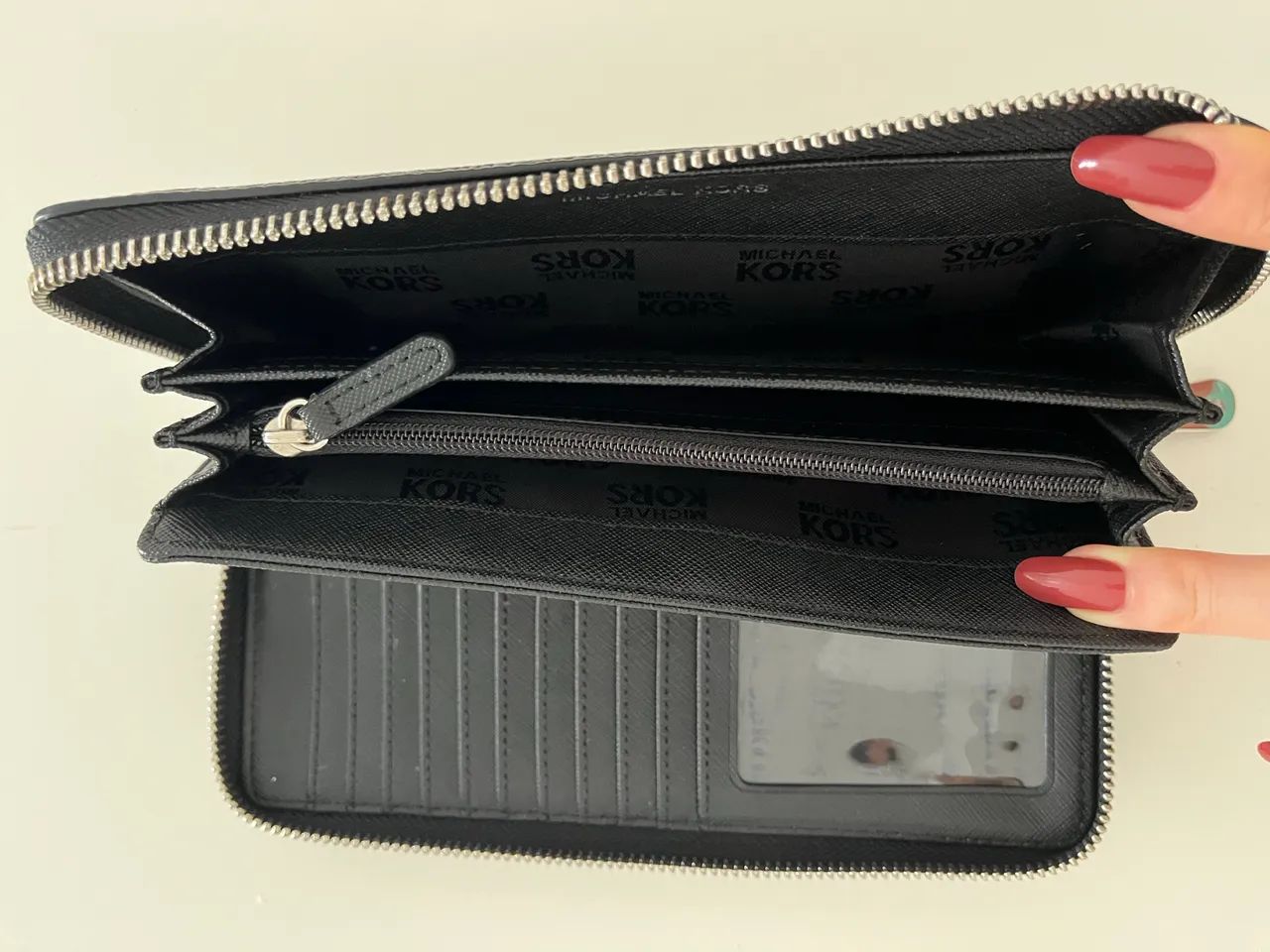 Carteira grande de couro legítimo 