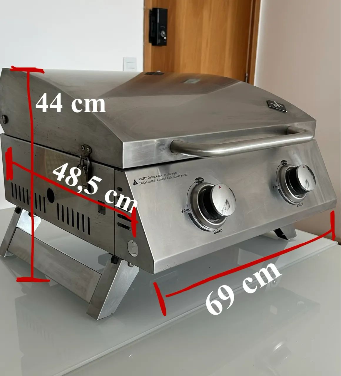 Churrasqueira a Gás Portátil em Aço Inox
