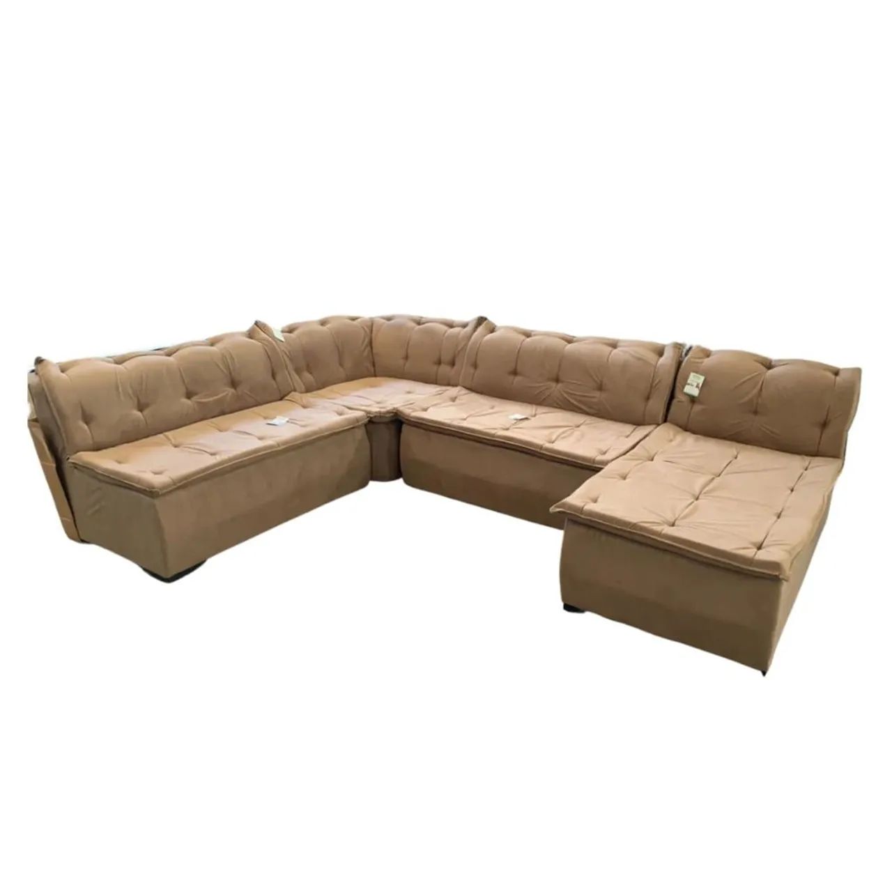 Sofá de Canto em Suede Bege64842829373058120