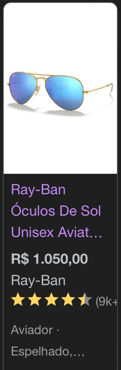 Óculos de Sol Ray-Ban Aviator Azul original  - Foto 5