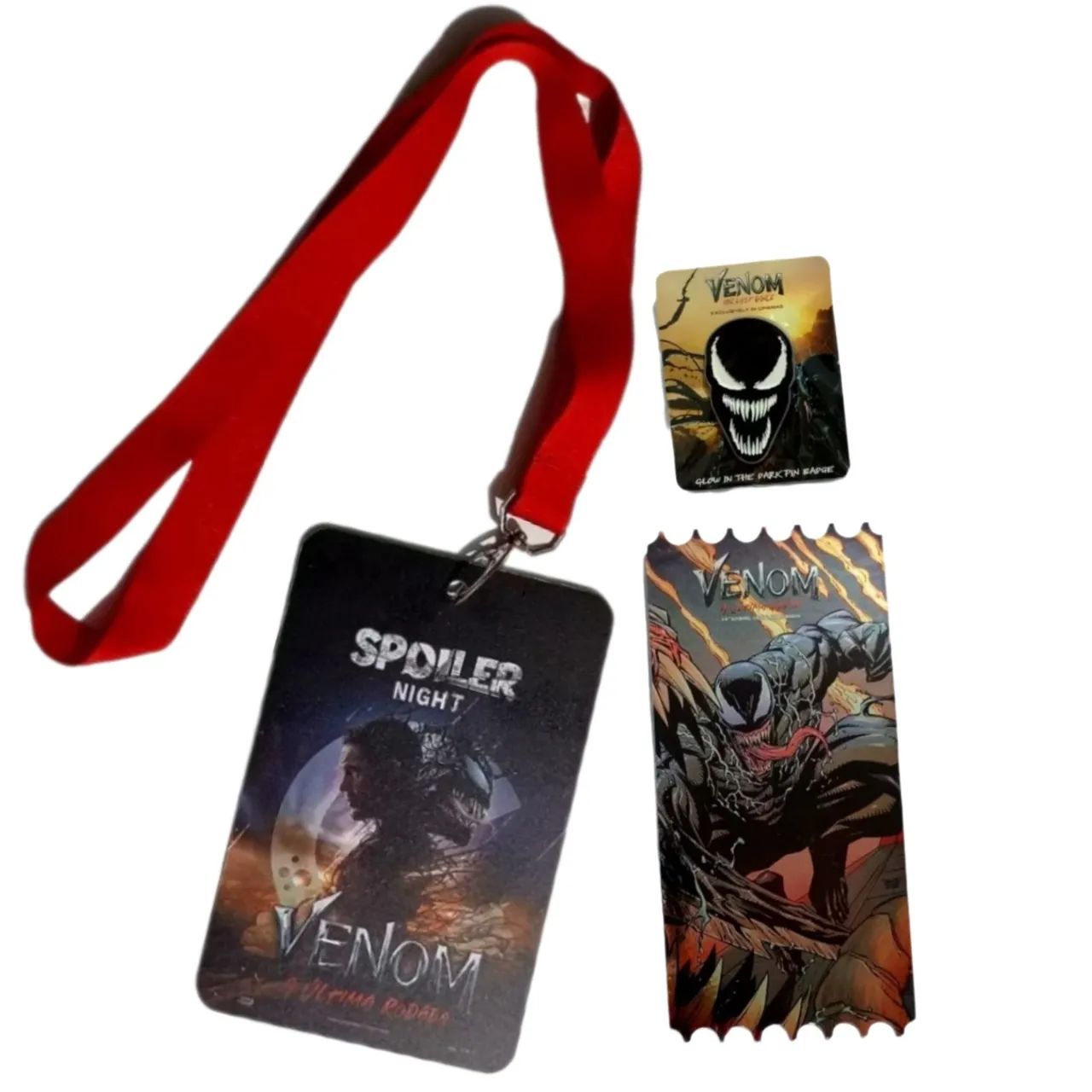 Kit cordão card pin moeda Venom 3 spoiler night Cinemark Marvel Disney Spiderman geek - Foto 2