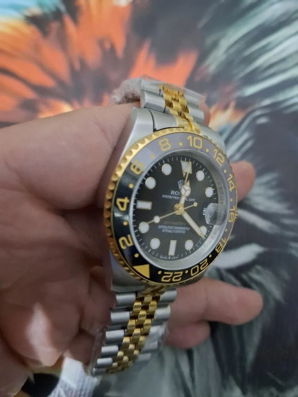 Relógio ROLEX GMT MASTER II BRUCE WAYNE MISTO COM DOURADO  - Foto 4