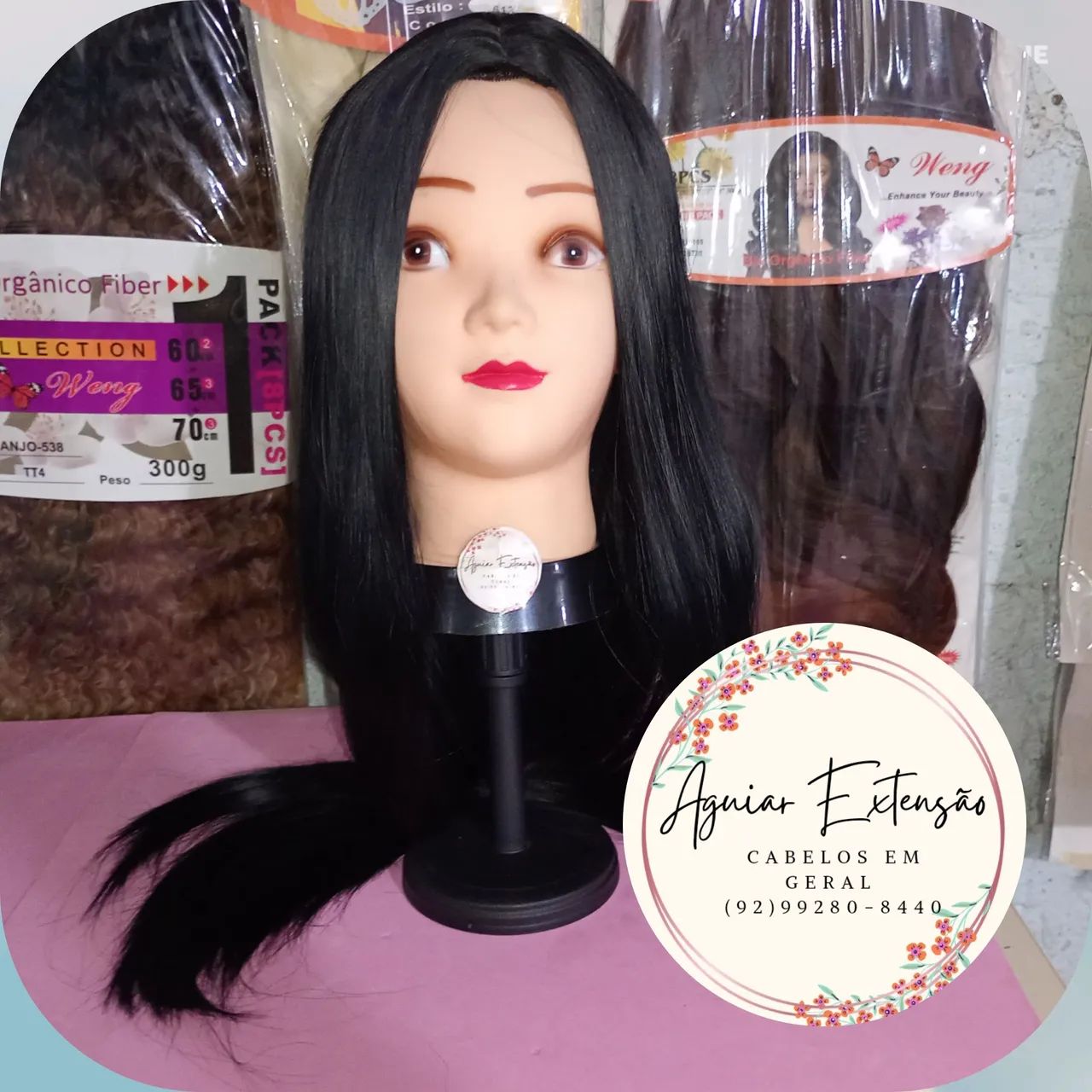 Peruca de Cabelo Liso Preto -  Aguiar Extensão Hair  - Foto 3