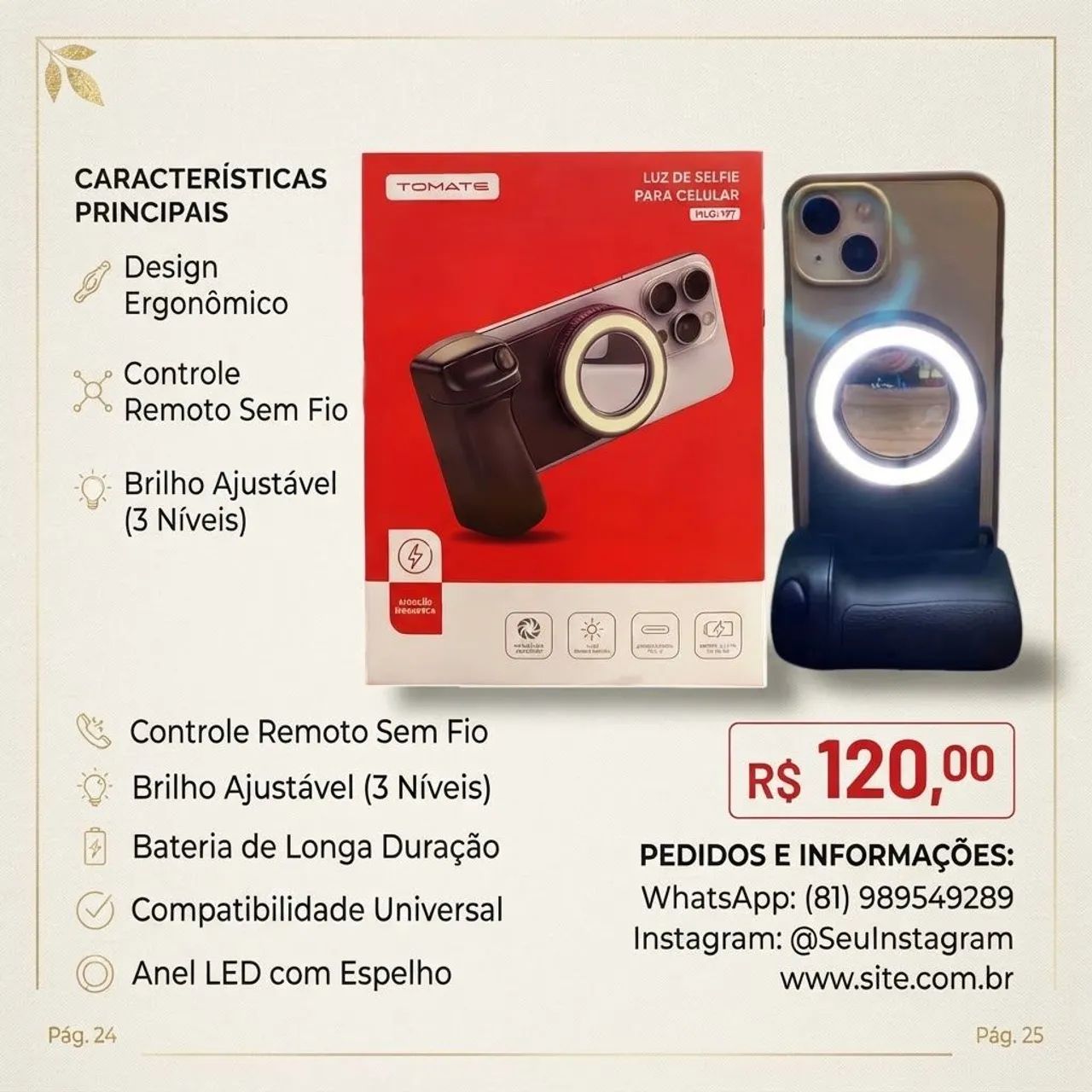Luz de selfie para celular 