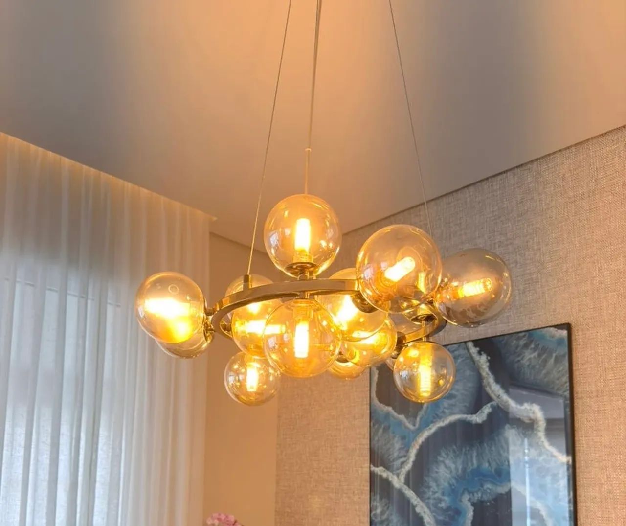 Lustre Pendente - Bolas Vidro Moderno - Foto 2