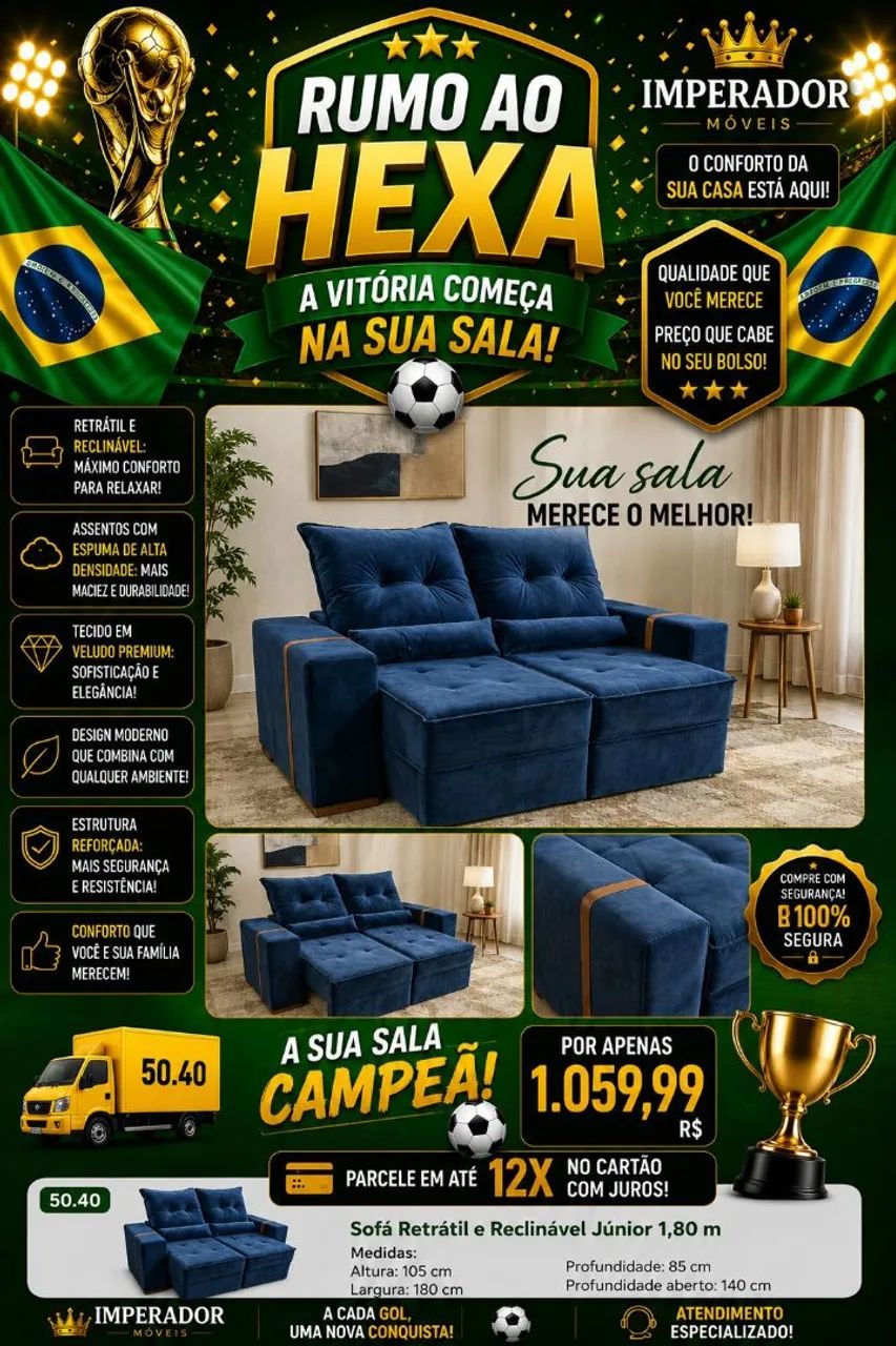 Sofá Retrátil e Reclinável Junior 