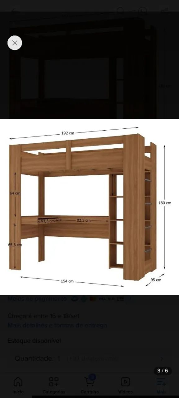 Cama suspensa com penteadeira  - Foto 2