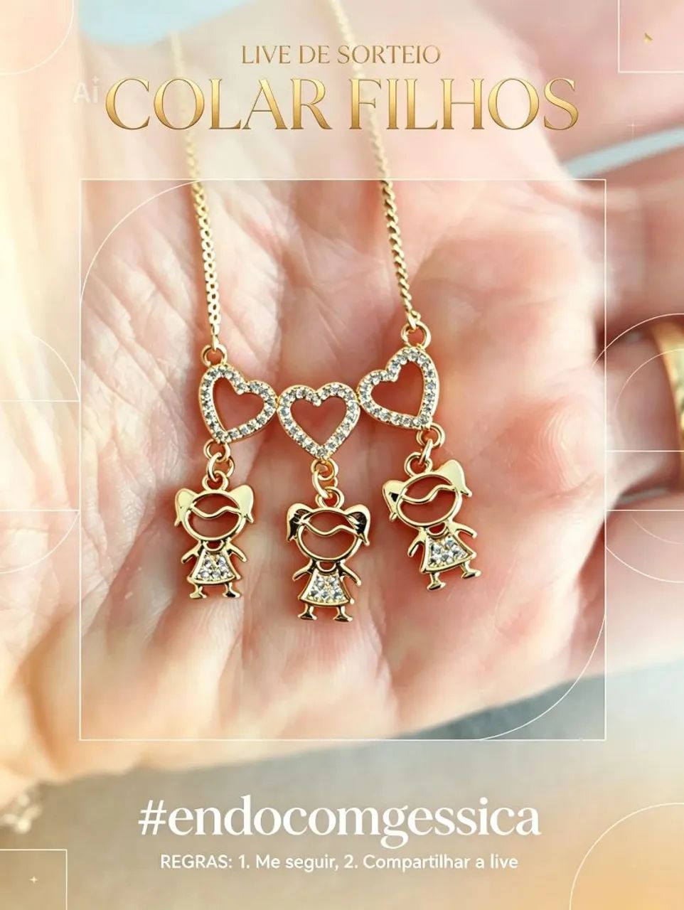 Colar filhos com pedras cravejadas 