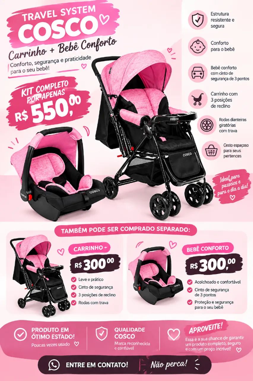 CARRINHO E BEBÊ CONFORTO