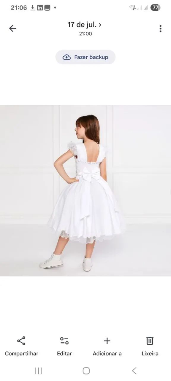 Vestido branco infantil com glitter  - Foto 2