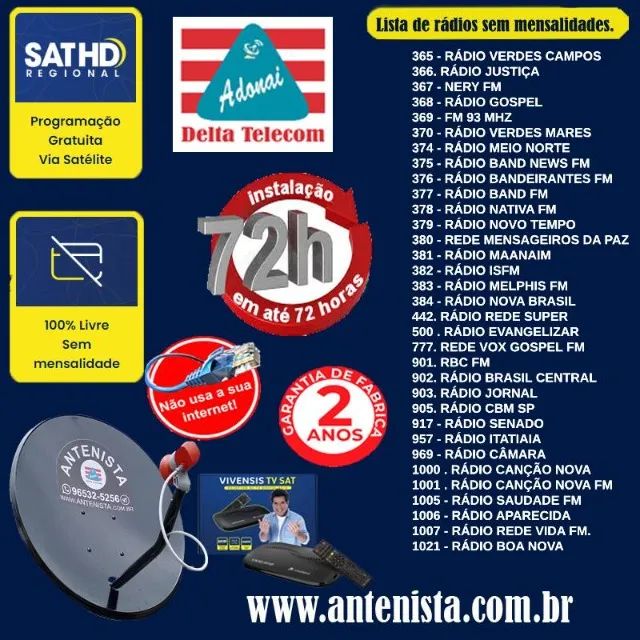 Parabólica Vivensis SATHD Regional instalada em sua casa e com 2 anos de garantia. - Foto 4