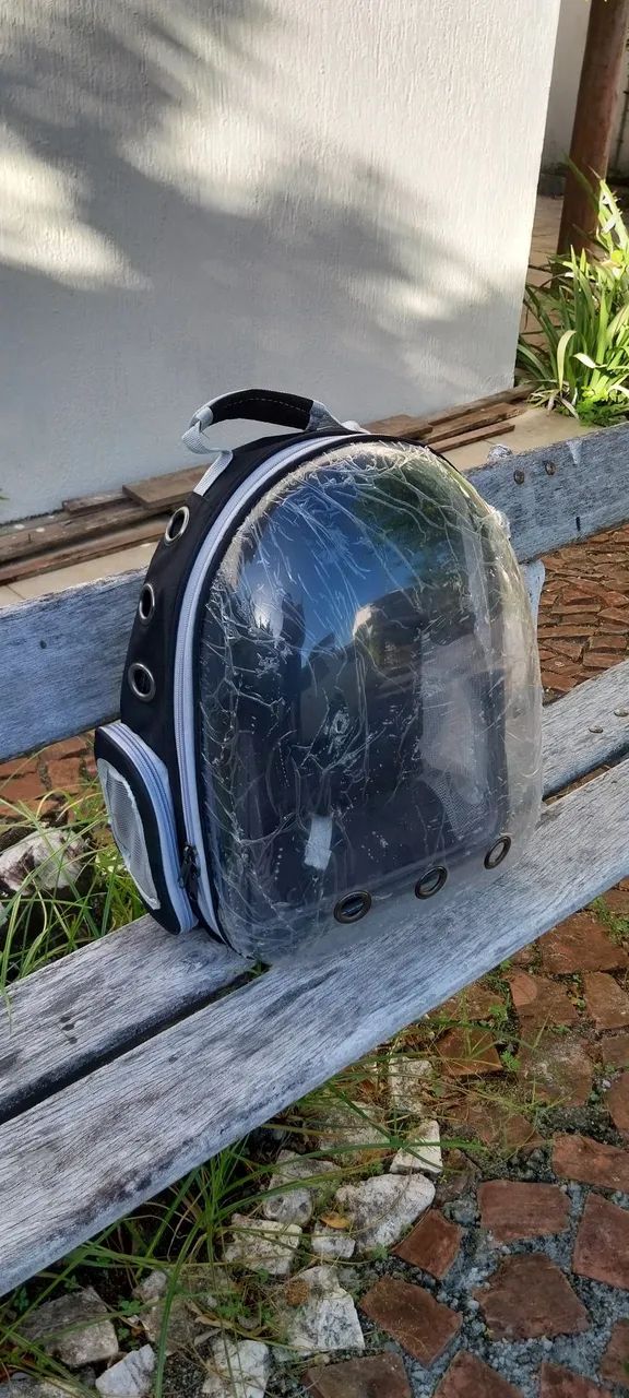 Mochila Transportadora para gatos e Coleiras