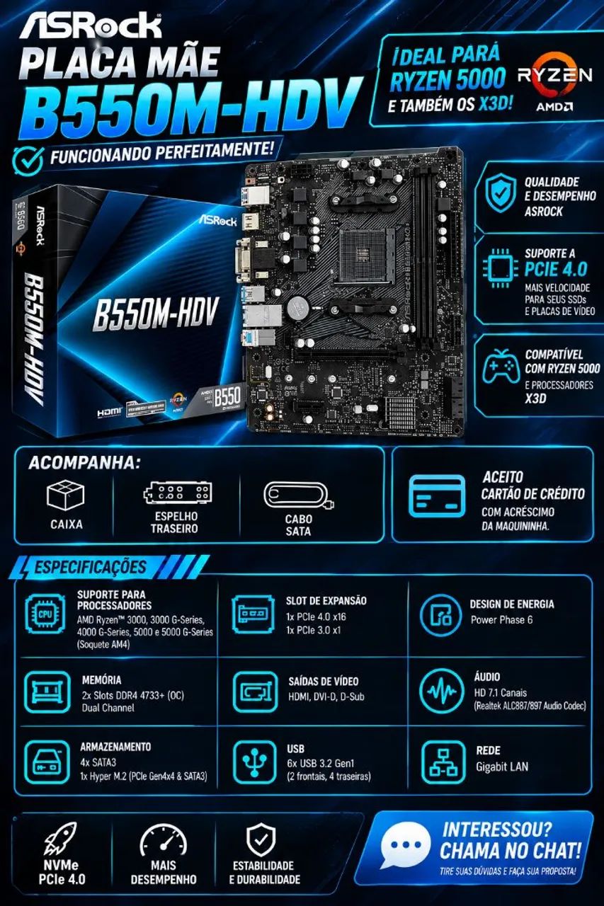 B550 - Placa Mãe AMD - AM4 - Ryzen 5000