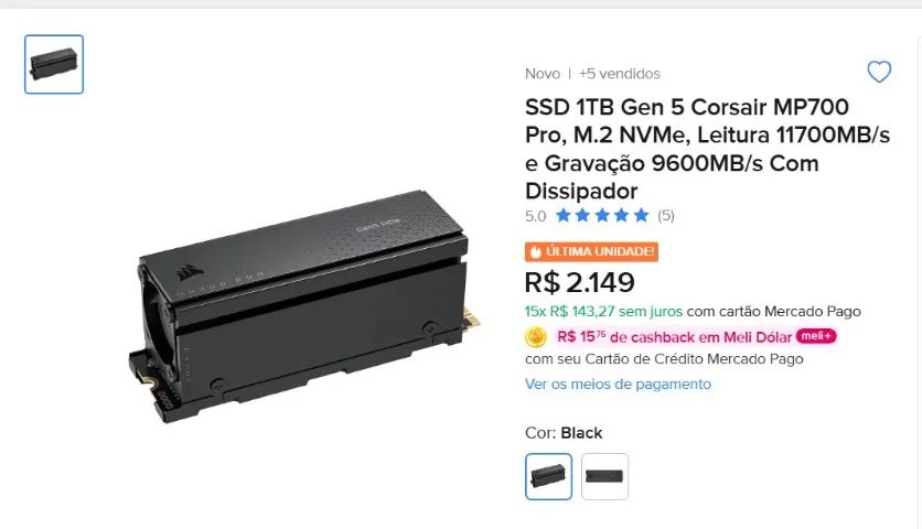 Ssd Corsa Mp700 Pro Estudo Trocas - Foto 4