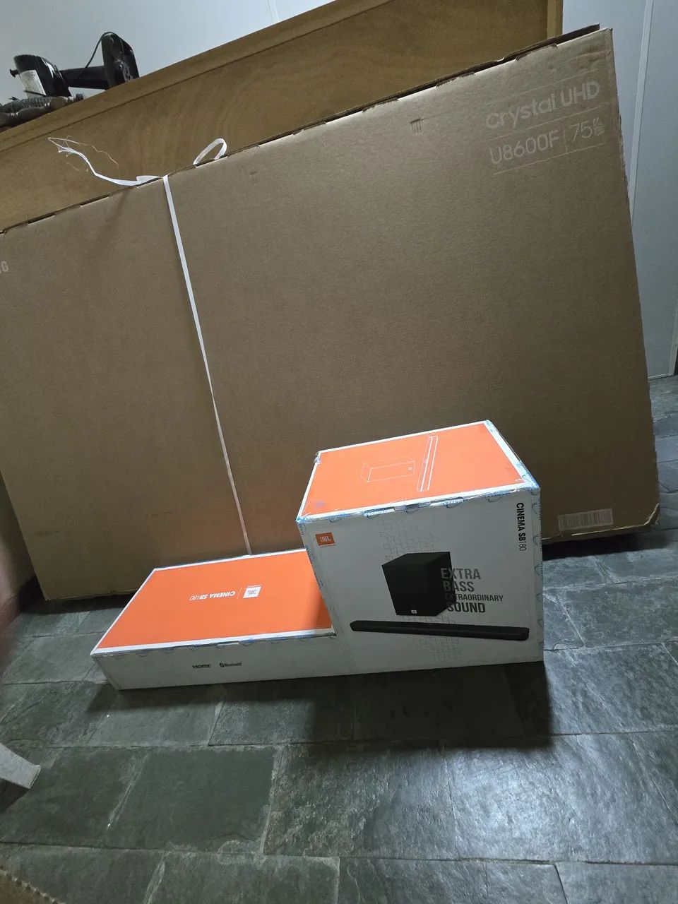 TV Samsung 75 polegadas Crystal UHD 4K + JBL Cinema SB180 | Novos | Com Nota Fiscal
