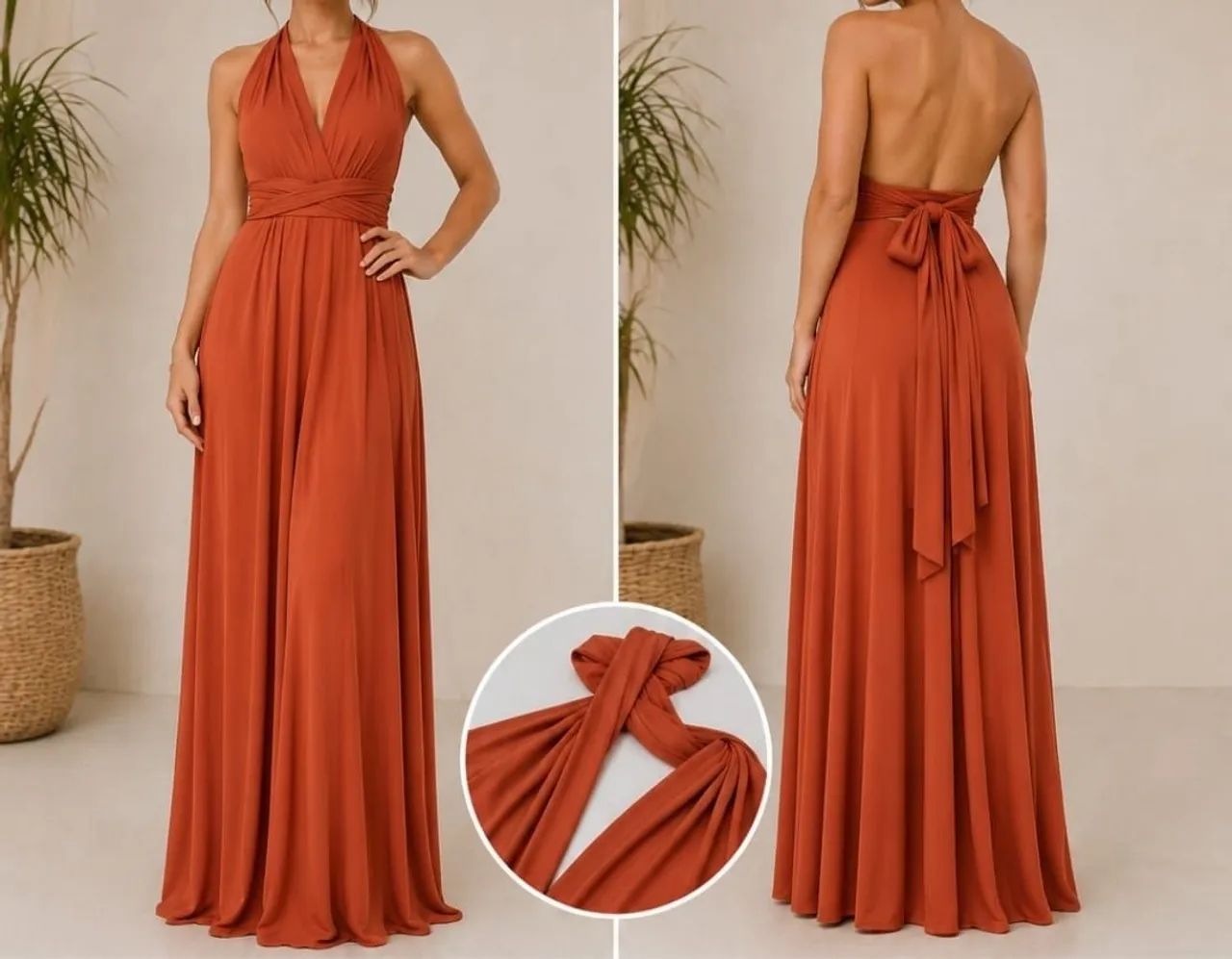 Vestido multiformas terracota 
